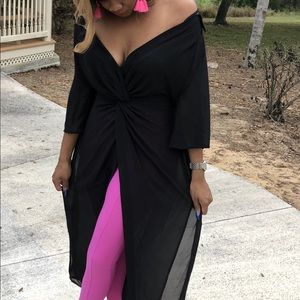 Black Cold Shoulder Top